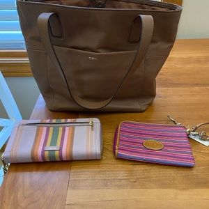 Fossil handbag with wallets